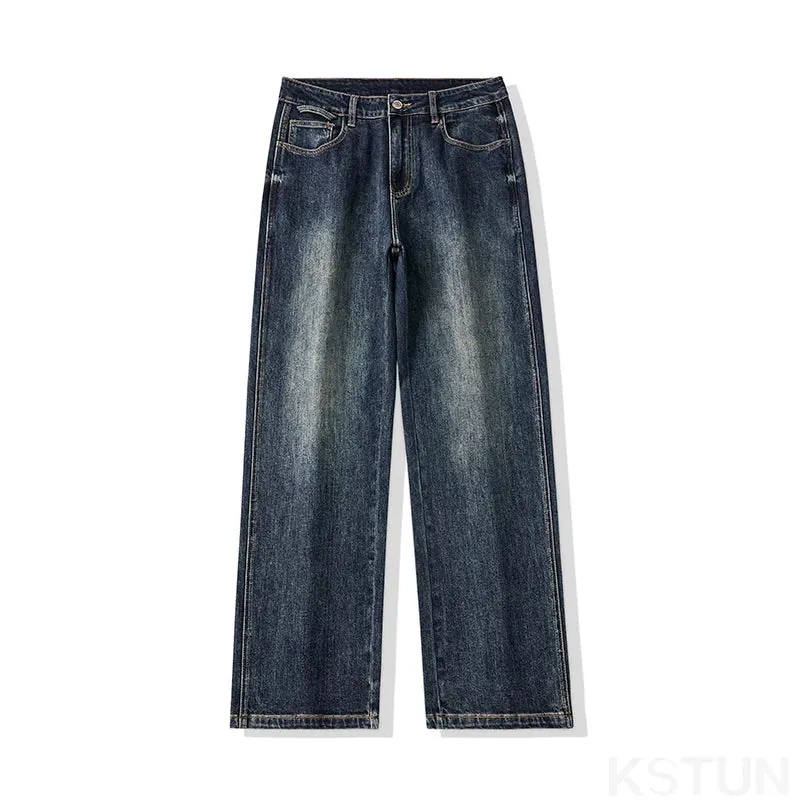 Wide Leg Jeans Men Baggy Pants Loose Dark Blue Stretch Denim Pants For Man 2024 Autumn New Arrival Men's Clothing Male Trousers