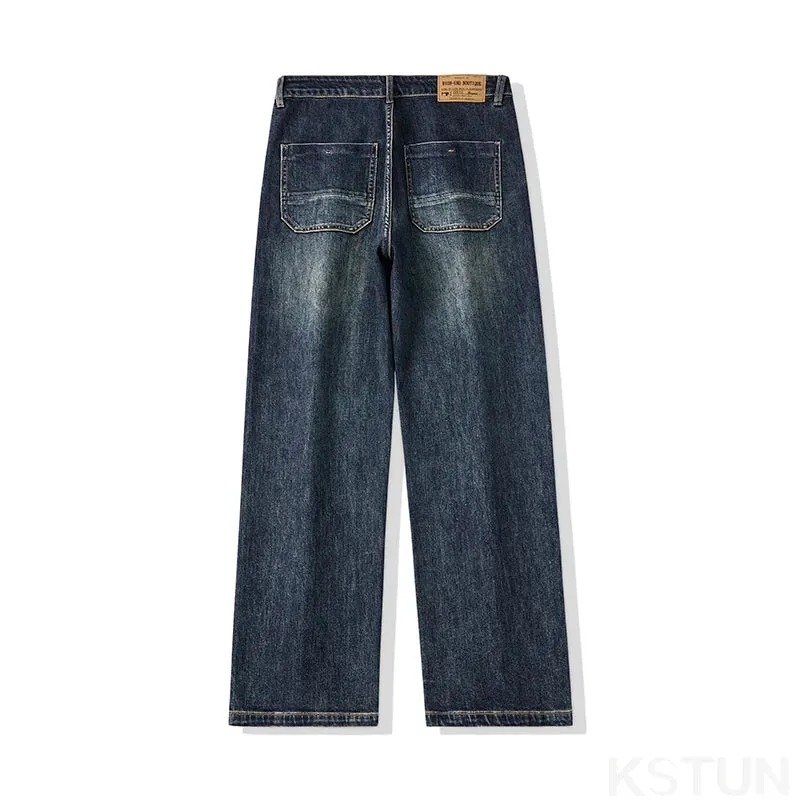 Wide Leg Jeans Men Baggy Pants Loose Dark Blue Stretch Denim Pants For Man 2024 Autumn New Arrival Men's Clothing Male Trousers
