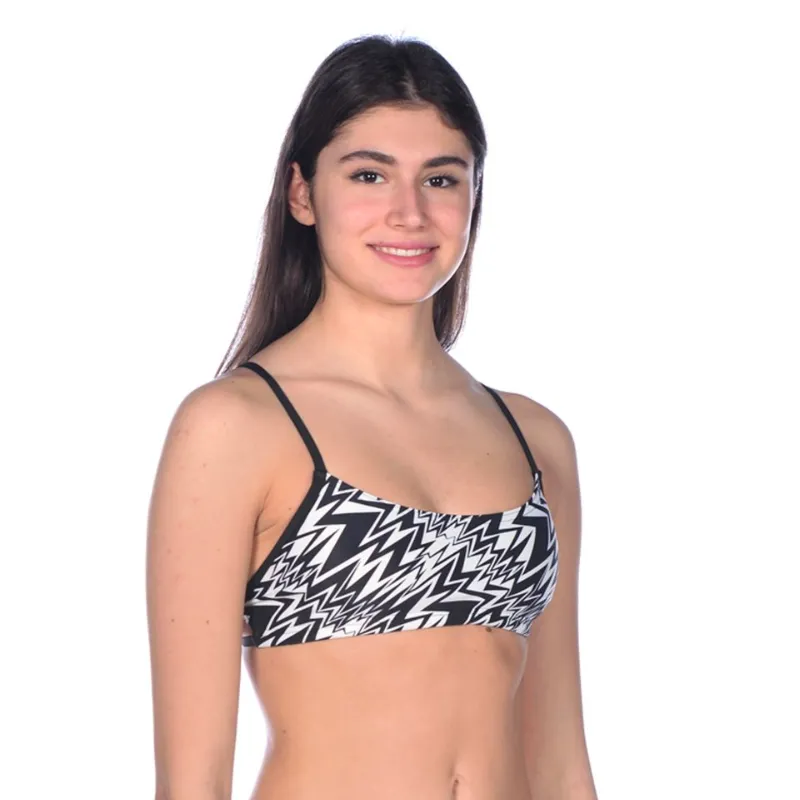 WOMEN'S BANDEAU PLAY BIKINI TOP - BLACK/WHITE