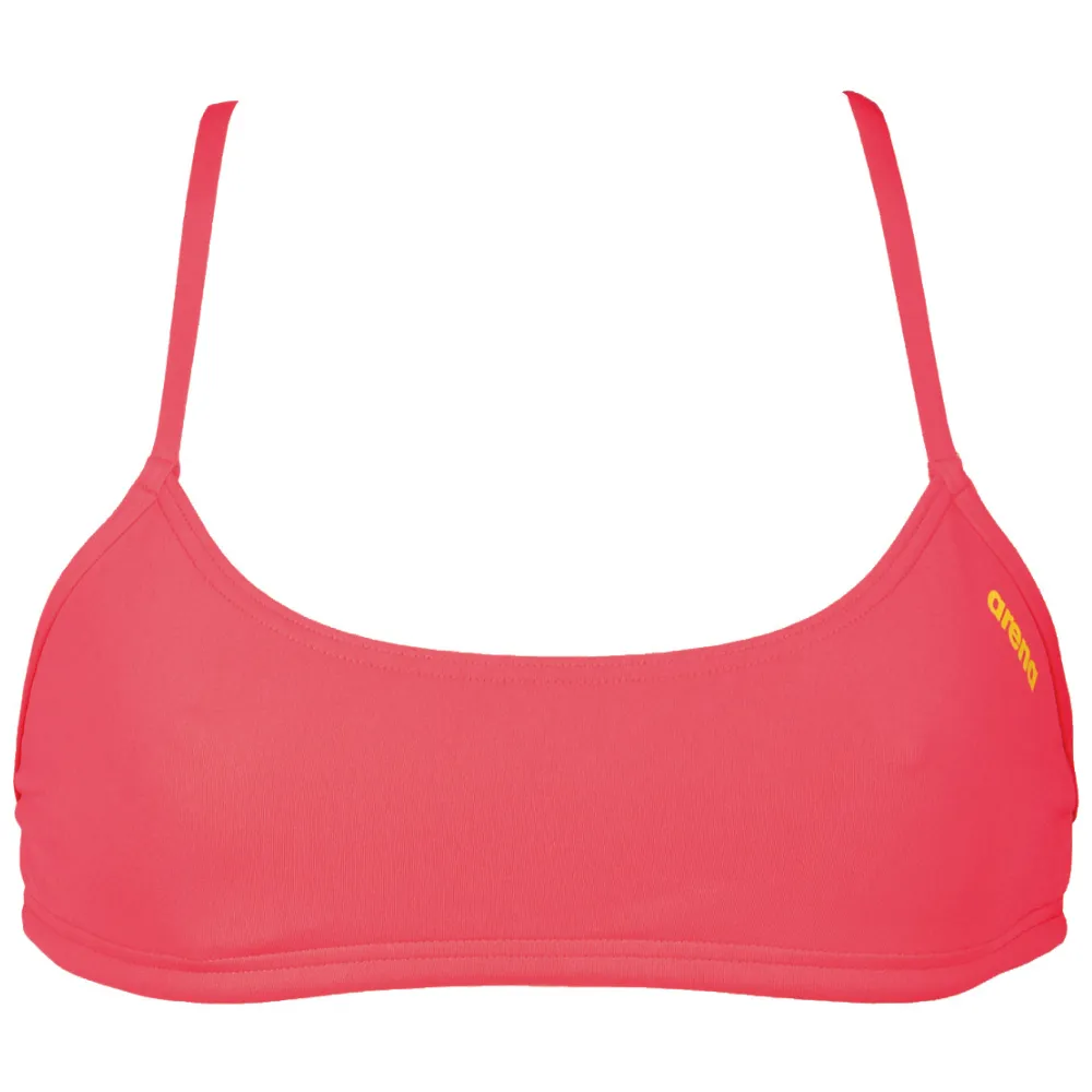 WOMEN'S BANDEAU PLAY BIKINI TOP - FLUO RED/YELLOW STAR