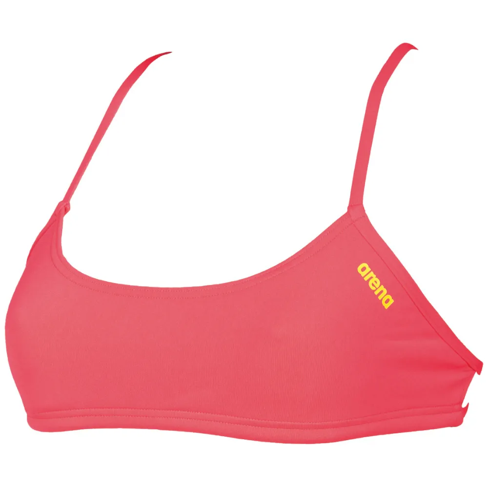 WOMEN'S BANDEAU PLAY BIKINI TOP - FLUO RED/YELLOW STAR