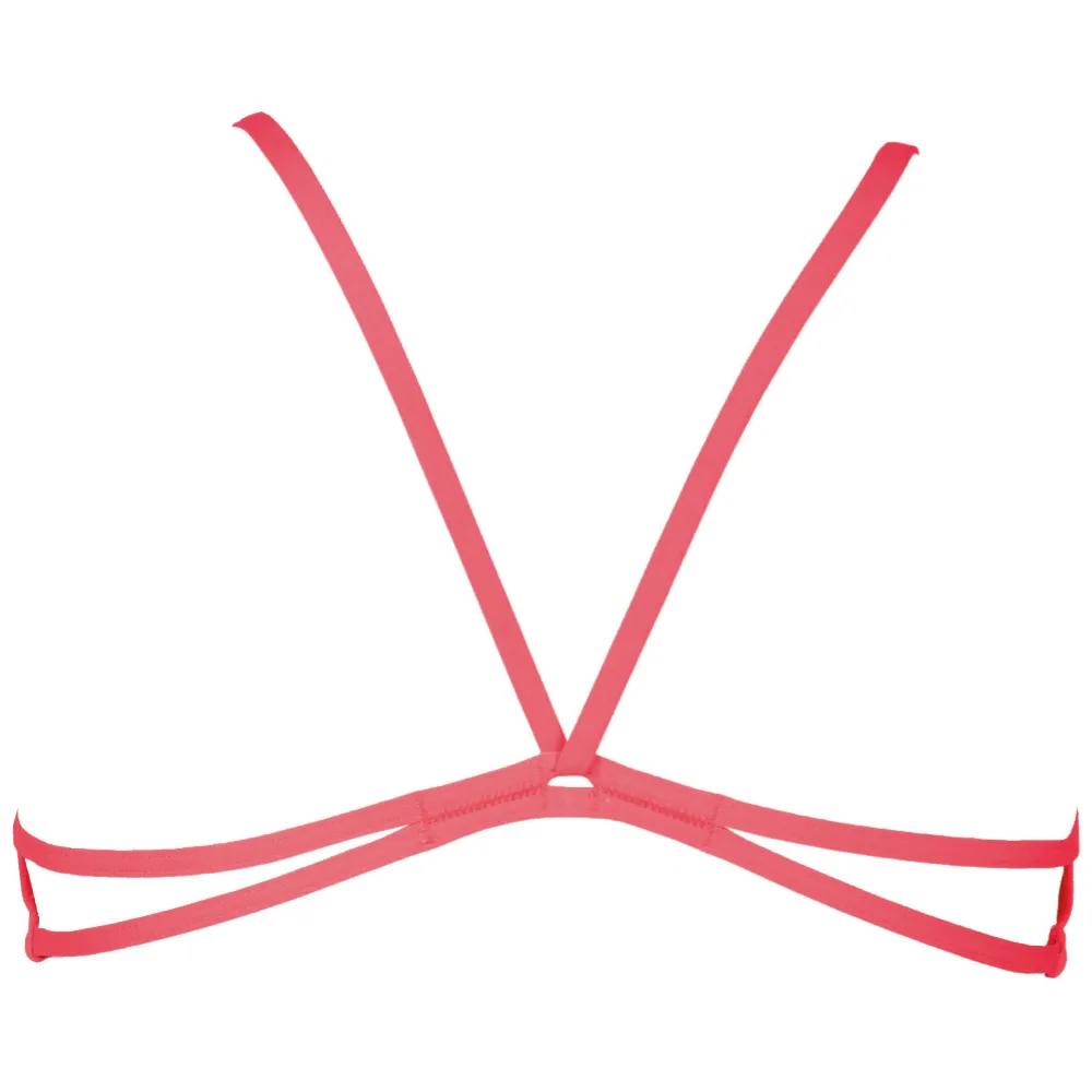WOMEN'S BANDEAU PLAY BIKINI TOP - FLUO RED/YELLOW STAR