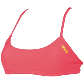 WOMEN'S BANDEAU PLAY BIKINI TOP - FLUO RED/YELLOW STAR