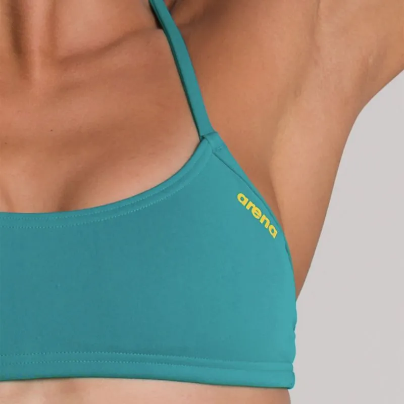 WOMEN'S BANDEAU PLAY BIKINI TOP - PERSIAN GREEN/YELLOW STAR