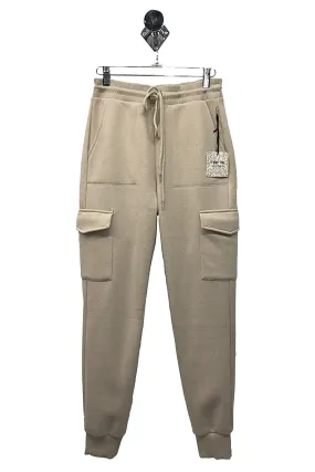 Women's French Terry Cargo Jogger Pants Elastic Drawstring Waistband Sweatpants Lounge Wear