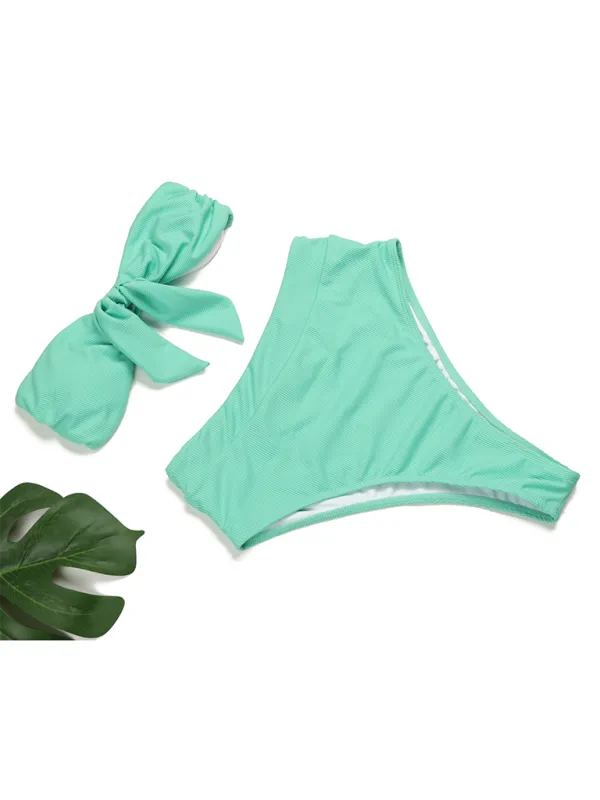 Women's High-Waist Bikini Set with Bandeau Top