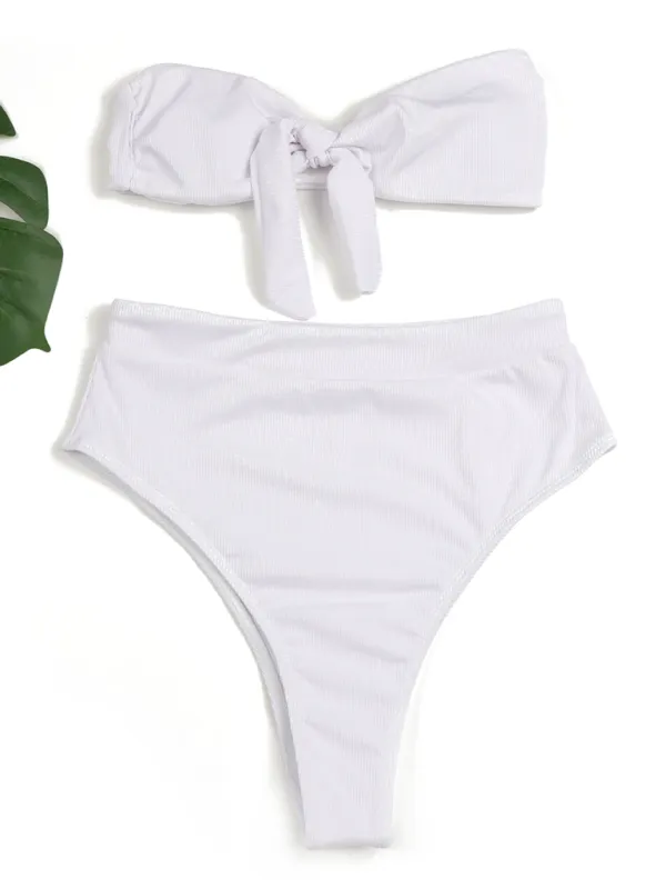 Women's High-Waist Bikini Set with Bandeau Top