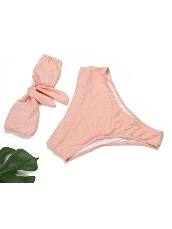 Women's High-Waist Bikini Set with Bandeau Top