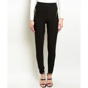 Women's Skinny Pants Black Zippered