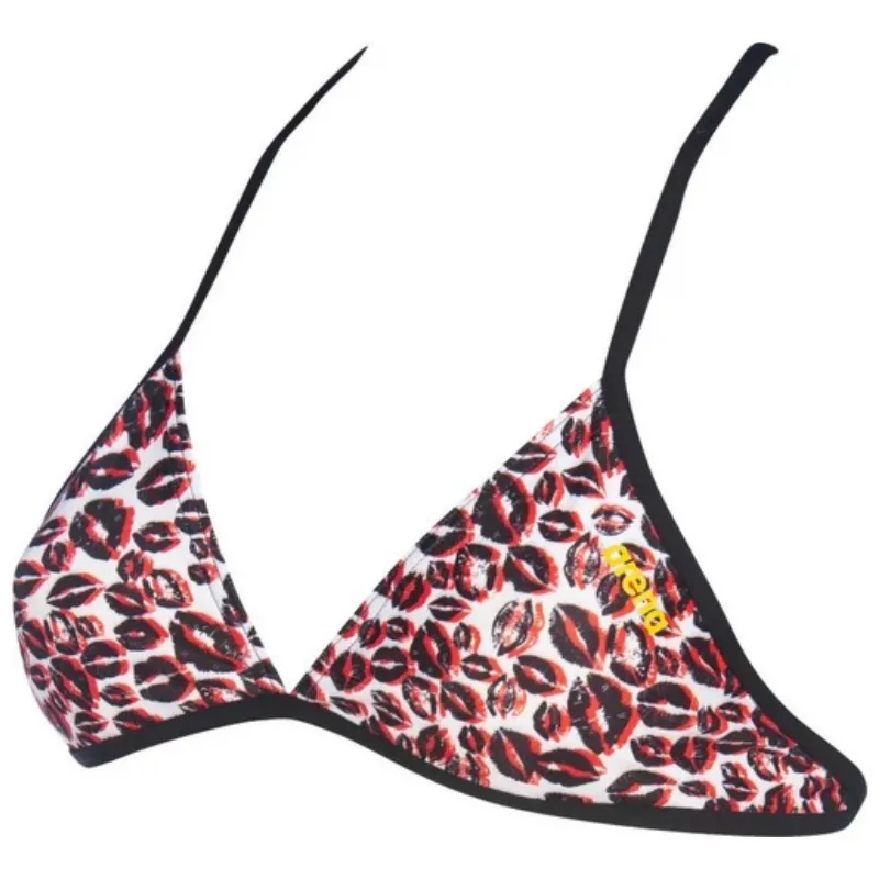 WOMEN'S TRIANGLE FEEL BIKINI TOP - WHITE MULTI/BLACK