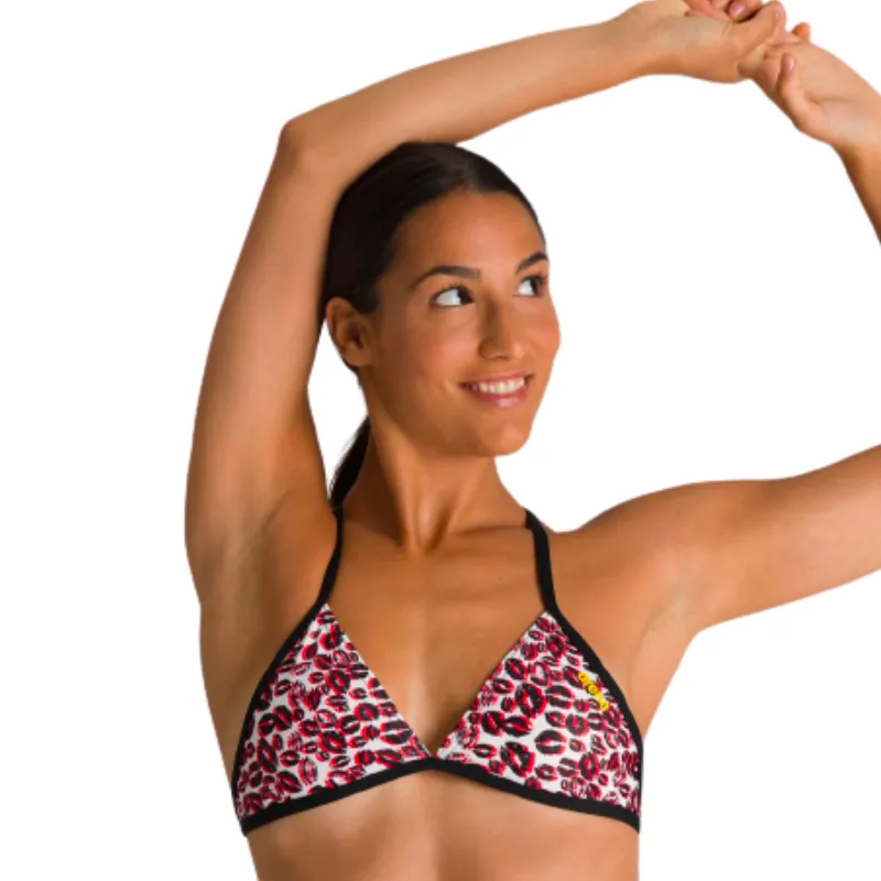 WOMEN'S TRIANGLE FEEL BIKINI TOP - WHITE MULTI/BLACK