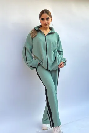 Zippered Coord Set in Teal Green