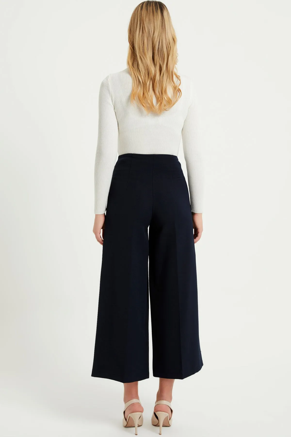 ZRF Women Zippered Wide Leg Pants - Navy Blue - Cuetzalan